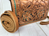 Teal Border Tooled Leather Wallet Organizer