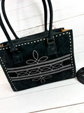 Vintage Black Suede Western Tote