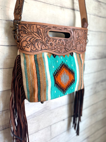 Western Genuine Leather Indian Head Cowgirl Crossbody Messenger Fringe  Purse Bag - Walmart.com