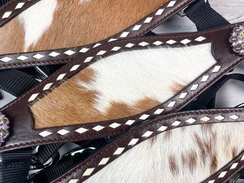 Chocolate & White Gator 3 Piece Bronc Halter — Lucky Leather Company