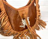 Tan Boho Crossbody Style Long Fringe Bag