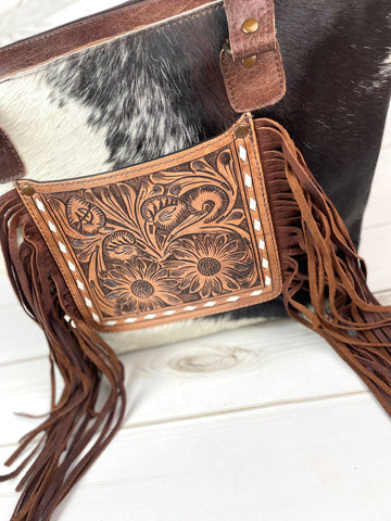 Leather Sunflower Tooled Pocket Fringe Tote – Cowgirl Barn & Tack