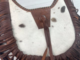 Brown Hide & Leather Boho Crossbody Long Fringe Bag